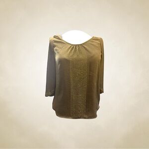 Jennifer Lopez Olive Stud-Accent Scoop Neck Blouse with Arm Cutout
